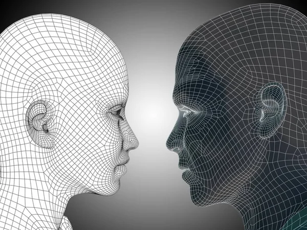 Emberi férfi és női fej — Stock Fotó
