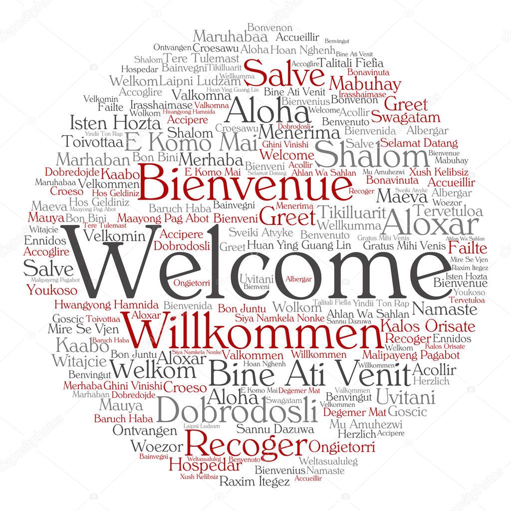  welcome or greeting international word  