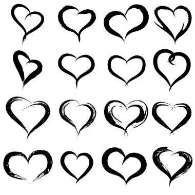 Kırmızı kalp şekli veya aşk sembol seti