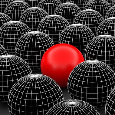 3D resimde tel kafes küre veya topları 