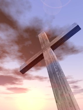 günbatımı gökyüzü ile dini Hıristiyan çapraz