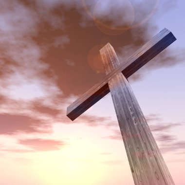 günbatımı gökyüzü ile dini Hıristiyan çapraz