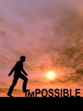 businessman as black silhouette stepping over impossible clipart