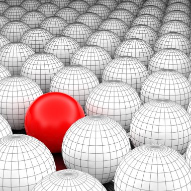 3D resimde tel kafes küre veya topları 