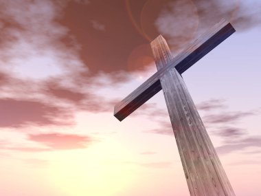 günbatımı gökyüzü ile dini Hıristiyan çapraz