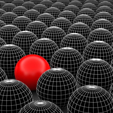 3D resimde tel kafes küre veya topları 