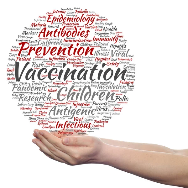 Konceptuální oblak očkování dětí — Stock fotografie