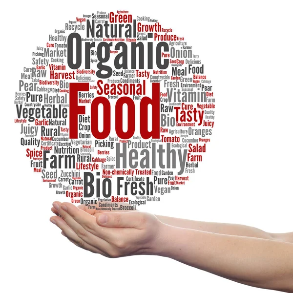 Conceptual cloud of organic food — Stock Photo, Image