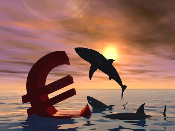 Ilustração 3D conceitual símbolo sangrento do euro — Fotografia de Stock