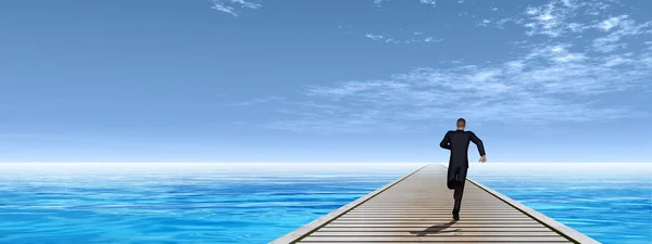 Okyanus dalgaları ile çalışan bir iş adamı