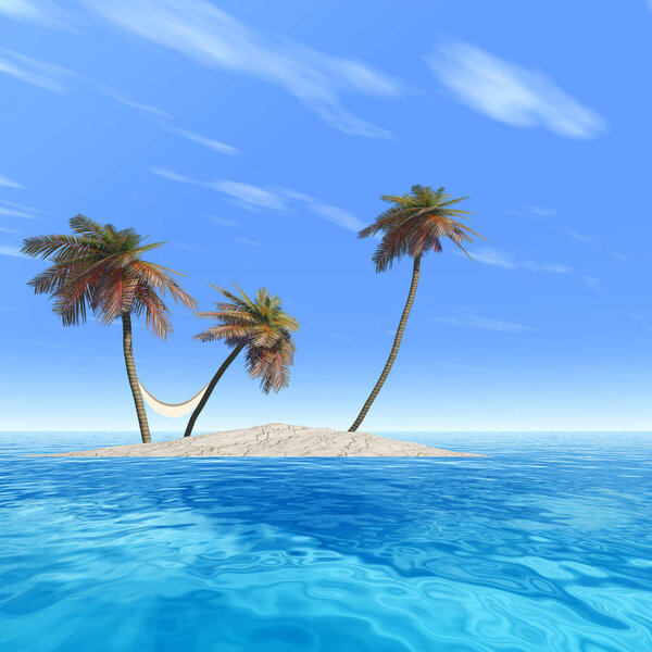 exotic island with palm trees 