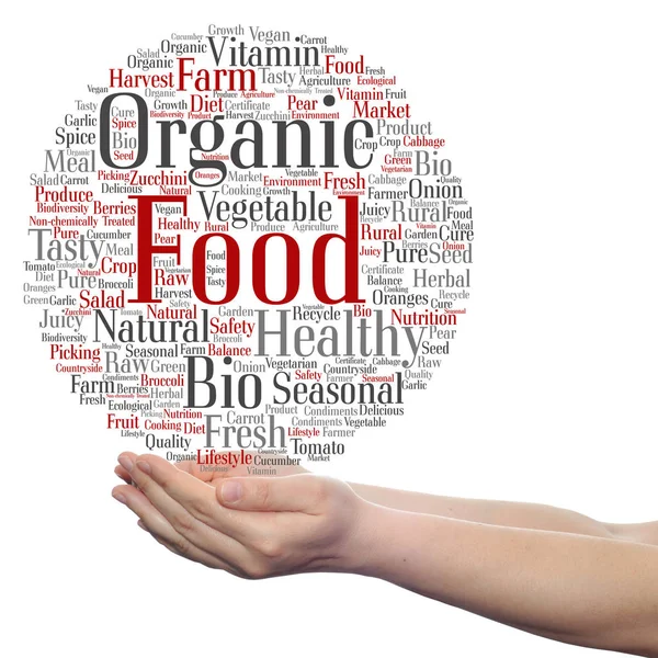 Conceptual cloud of organic food — Stock Photo, Image