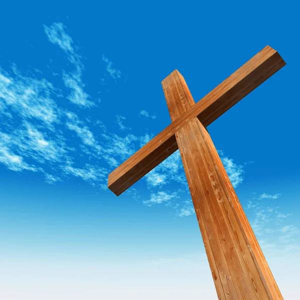 Concept or conceptual wood cross — Stock Photo, Image