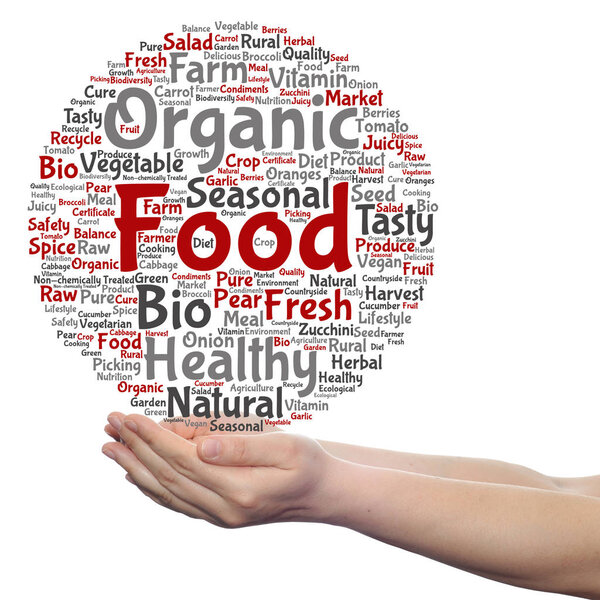 Conceptual cloud of organic food