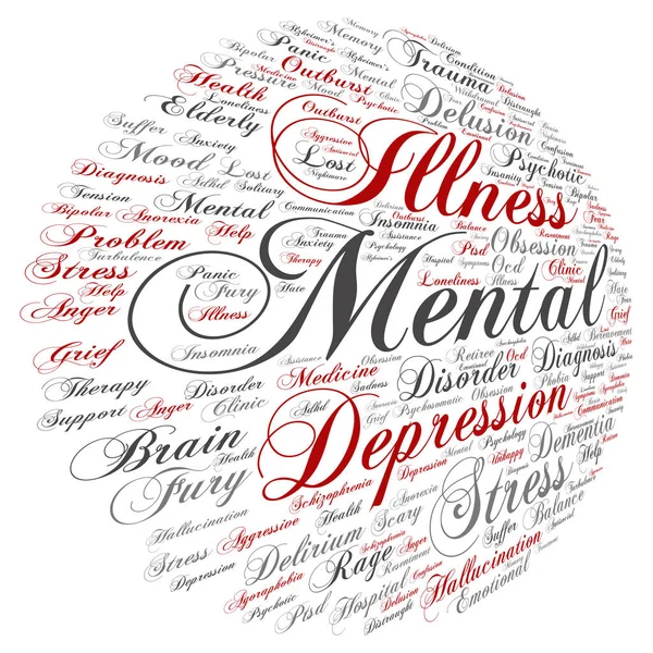 Fogalmi mentális betegség szó felhő — Stock Fotó