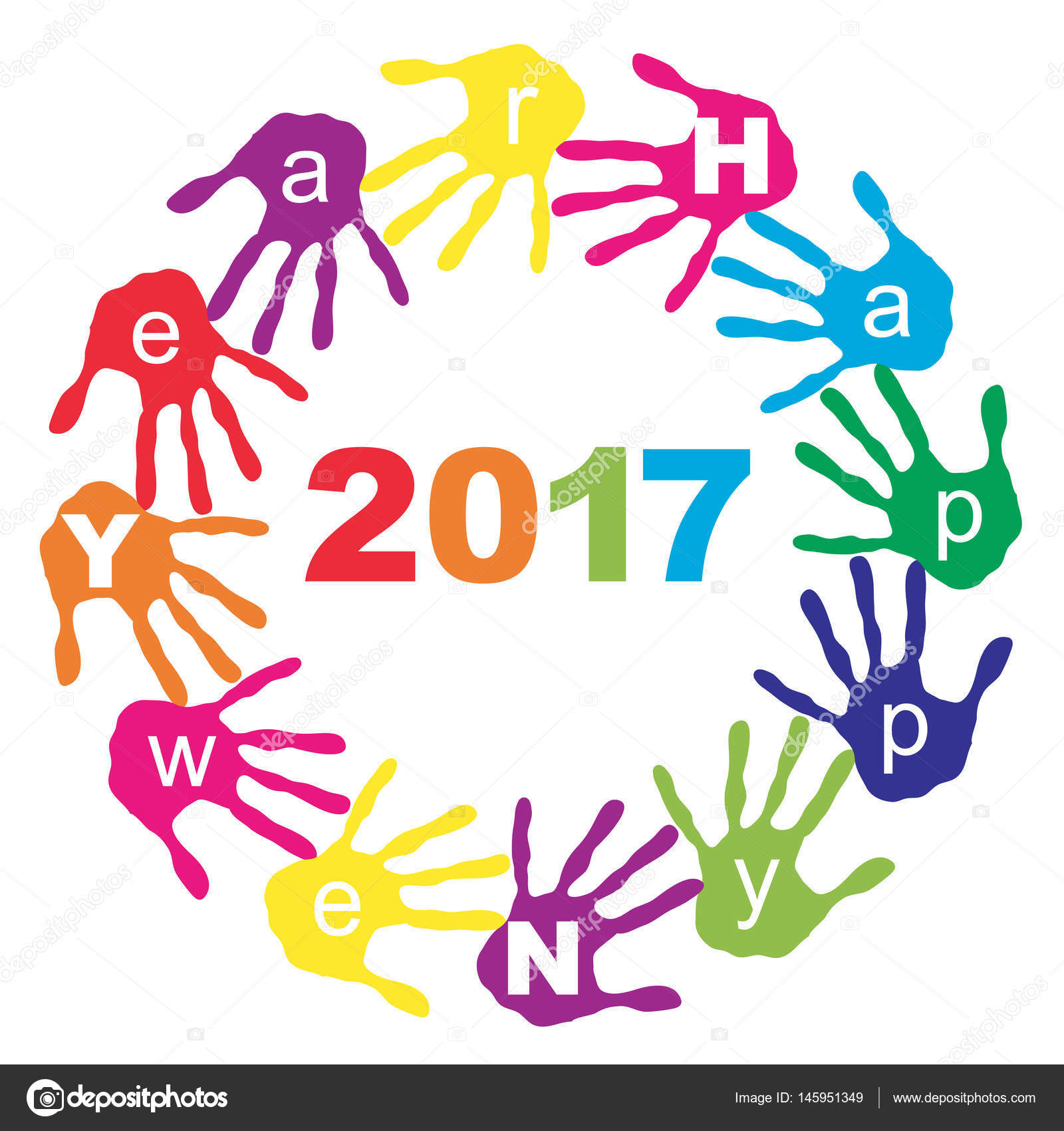 Cerchio di stampa colorata della mano — Foto Stock