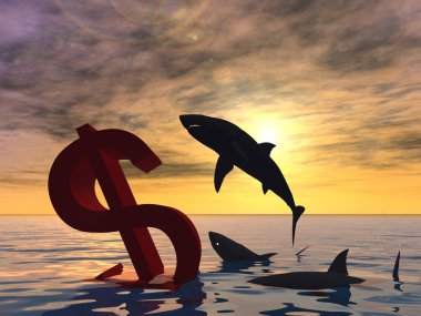 Kavramsal 3d çizim kanlı Doları sembolü