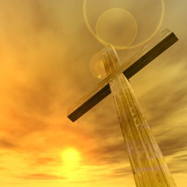günbatımı gökyüzü ile dini Hıristiyan çapraz