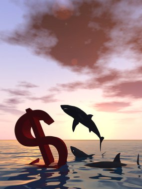 Kavramsal 3d çizim kanlı Doları sembolü