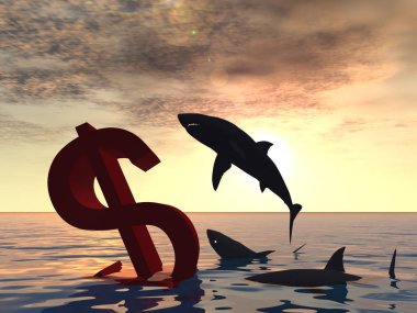 Kavramsal 3d çizim kanlı Doları sembolü