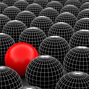 3D resimde tel kafes küre veya topları 