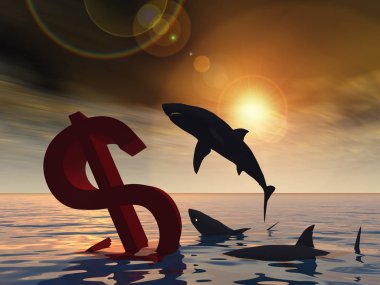 Kavramsal 3d çizim kanlı Doları sembolü