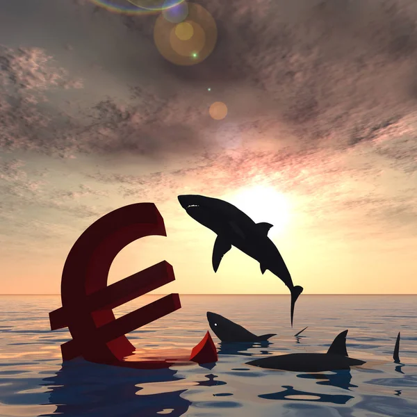 Conceptuele 3d illustratie bloedend eurosymbool — Stockfoto