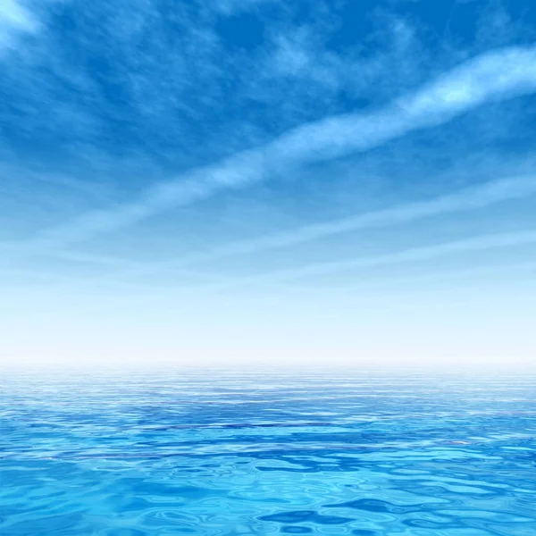Mer ou océan vagues d'eau et ciel nuageux — Photo