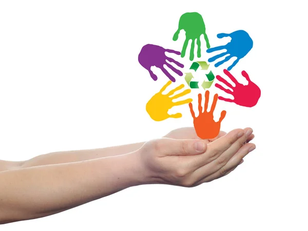 다채로운 그린된 인간의 손 — 스톡 사진