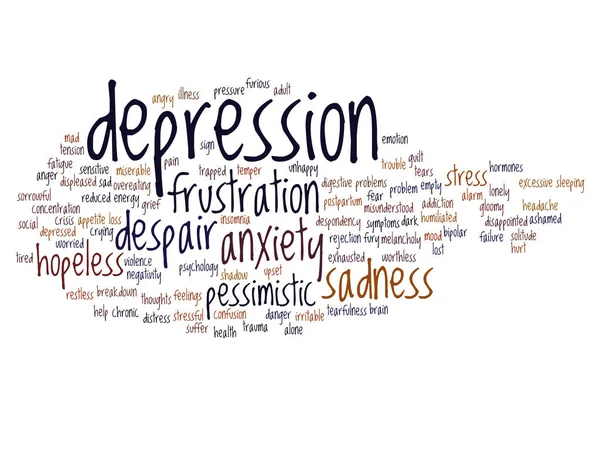Awan kata depresi konseptual — Stok Foto