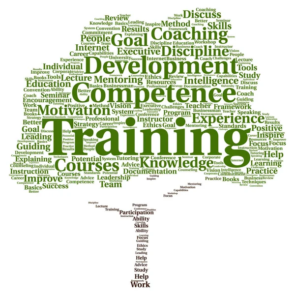 Formazione, coaching o apprendimento, albero parola nube — Foto Stock