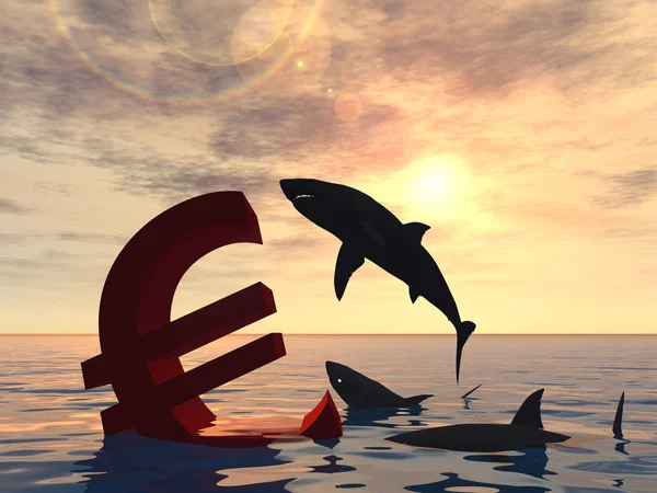 Conceptuele 3d illustratie bloedend eurosymbool — Stockfoto