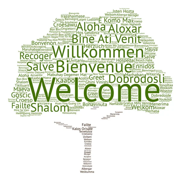 Welkom of groet internationale word cloud — Stockfoto