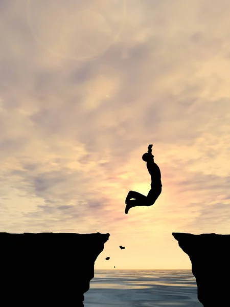 Άνθρωπος πηδά πάνω από γκρεμό — Φωτογραφία Αρχείου
