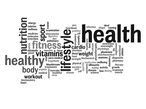 Abstract gezondheid dieet of sport word cloud — Stockfoto