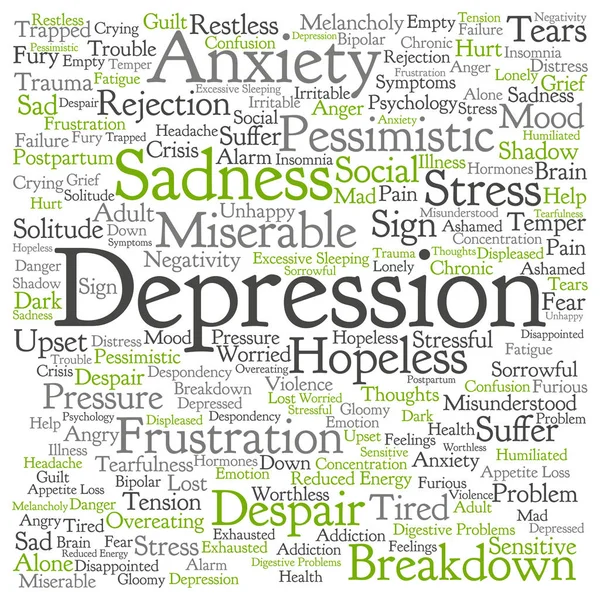 Awan kata depresi konseptual — Stok Foto