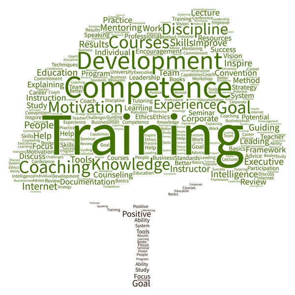 Entraînement, coaching ou apprentissage, tree word cloud — Photo