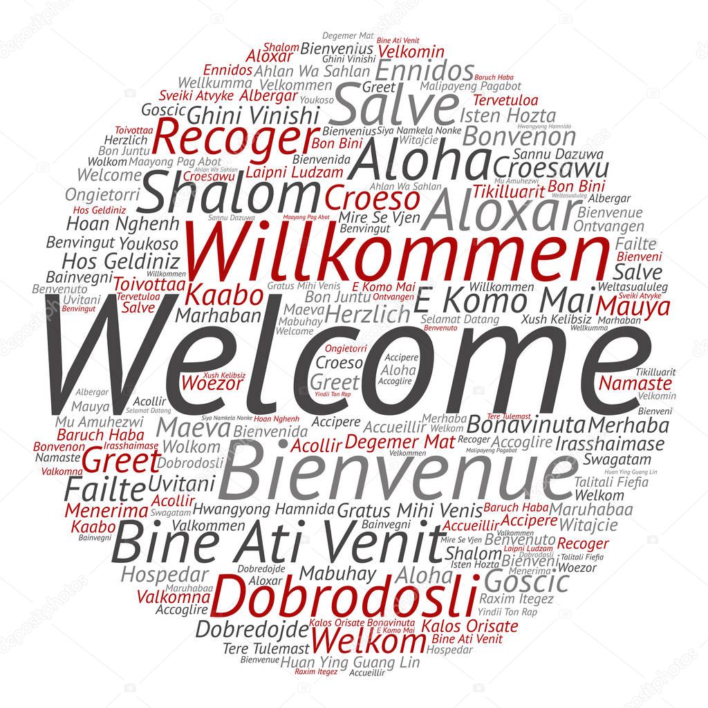  welcome or greeting international word  
