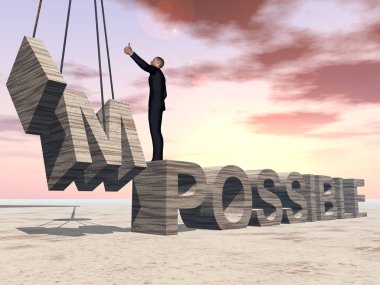 soyut taş imkansız metnin üzerinde duran iş adamı 