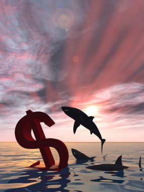 Kavramsal 3d çizim kanlı Doları sembolü