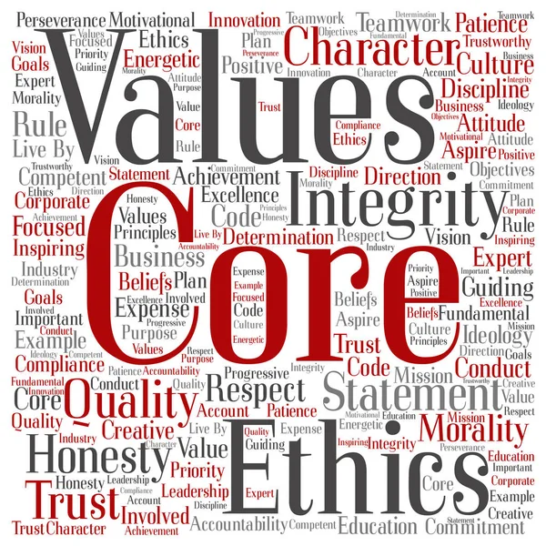 Valores fundamentales integridad ética cuadrado —  Fotos de Stock