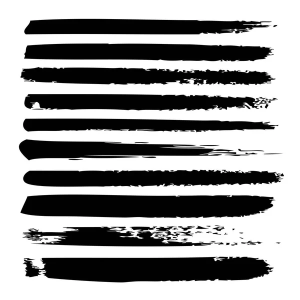 Satz künstlerischer schwarzer Pinselstriche — Stockfoto