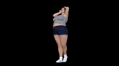Kavramsal kilolu büyük, ağır ya da şişman kadın önce ve sonra diyet, fitness veya bir güzel ince uygun genç kız dönüm liposuction. Siyah arka plan üzerine izole 4 k video 3d render animasyon
