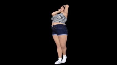 Kavramsal kilolu büyük, ağır ya da şişman kadın önce ve sonra diyet, fitness veya bir güzel ince uygun genç kız dönüm liposuction. Siyah arka plan üzerine izole 4 k video 3d render animasyon