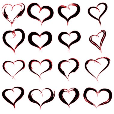  kırmızı siyah kalp şekli boyalı 