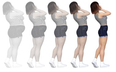 obez kadın vs slim fit sağlıklı vücut 