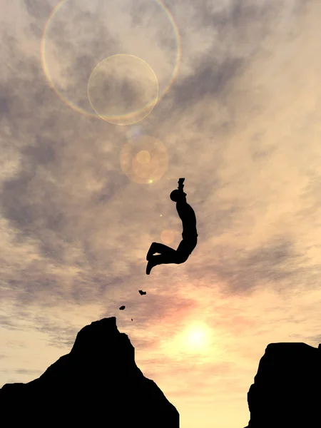 Man jumping from cliff — Stock Photo, Image