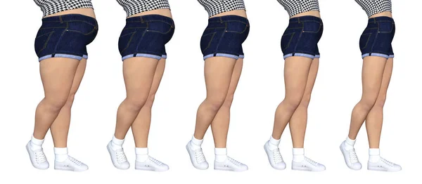 Överviktiga kvinnor vs slim fit frisk kropp — Stockfoto