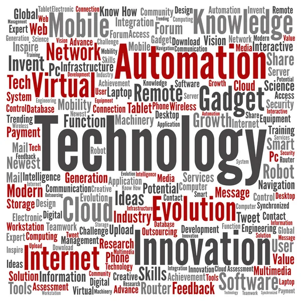 Tecnología inteligente palabra cuadrada nube — Foto de Stock