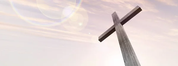 Holzkreuz oder Form eines religiösen Symbols — Stockfoto